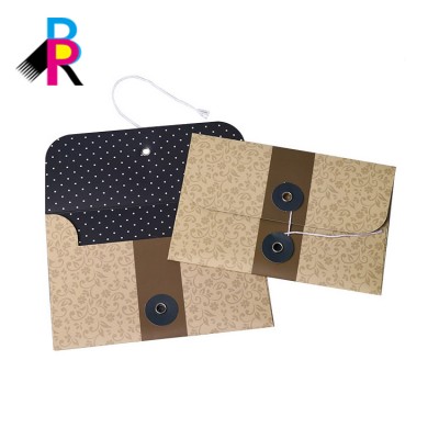 Wholesale Luxury Custom Gift Card Packaging Paper Printed Envelope With String Closure